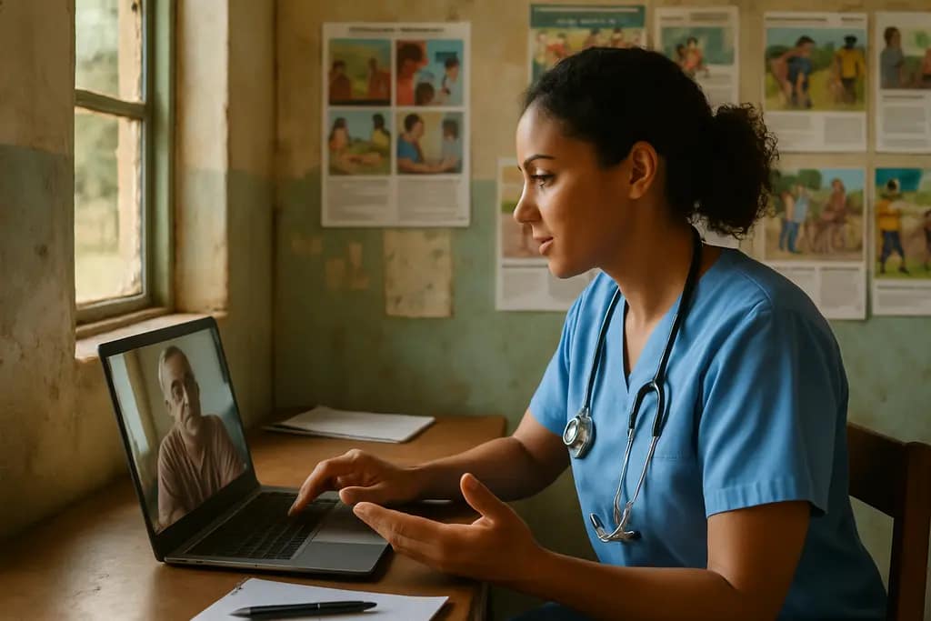 telehealth access visit connecting a rural patient with a care team by video