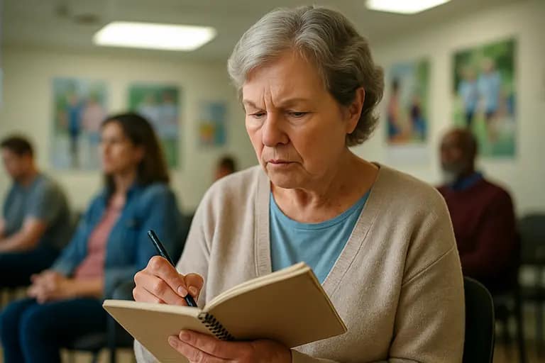 Patient holding a written question list before a healthcare appointment