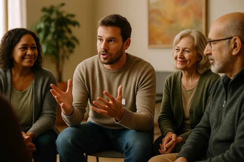 Healthcare Support Groups meeting in a calm community room