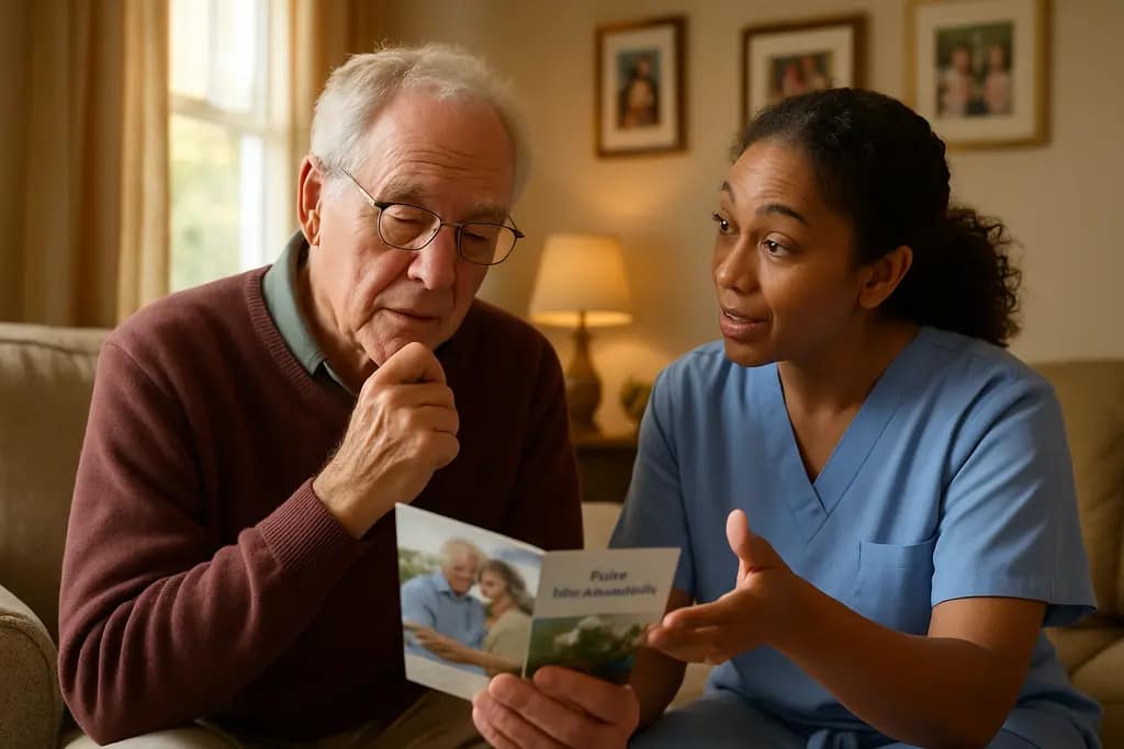 Older adults discussing a Pain Relief Program in a community wellness class