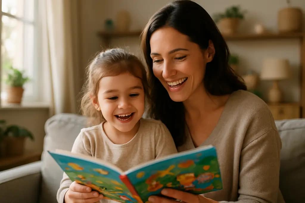 Caregiver reading with an infant during a Latino Family Literacy activity