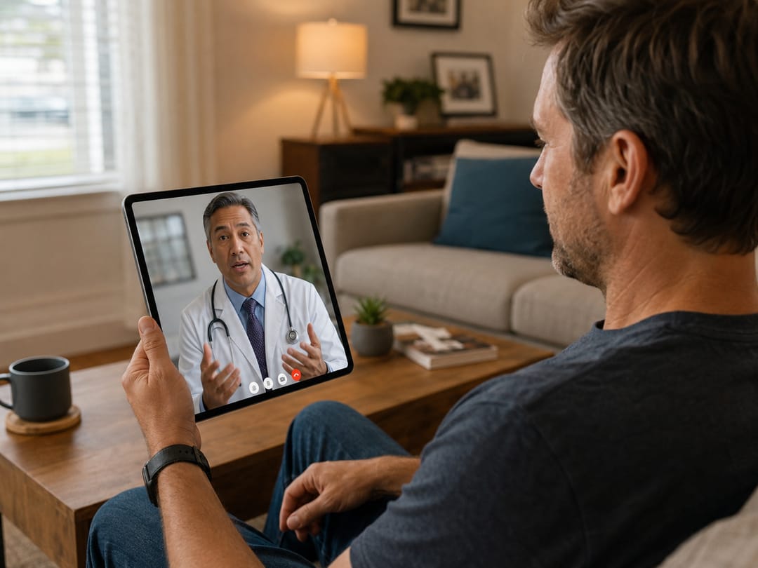 man facetiming a doctor